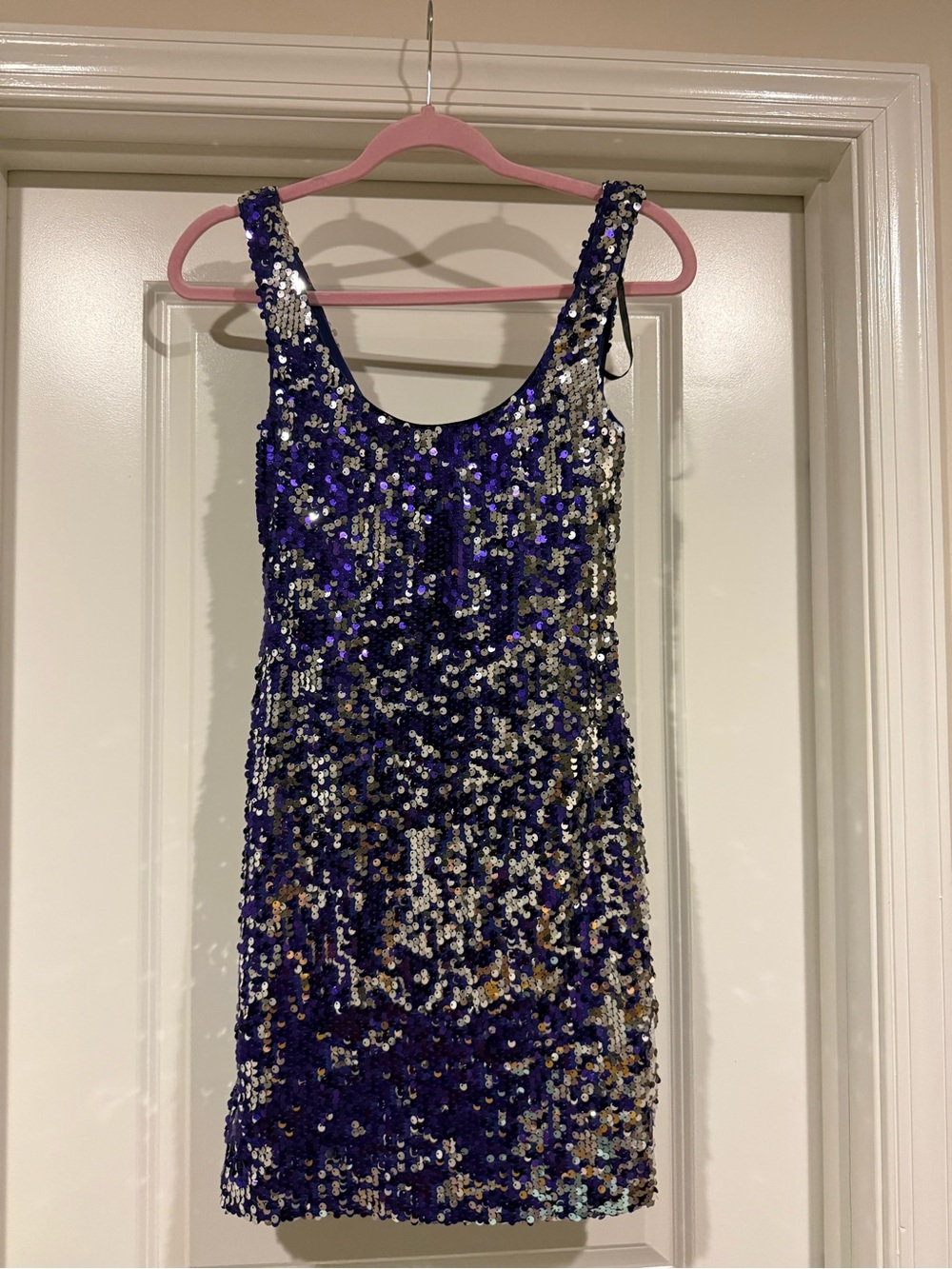 As U Wish Purple and Gold Sequin Mini Dress